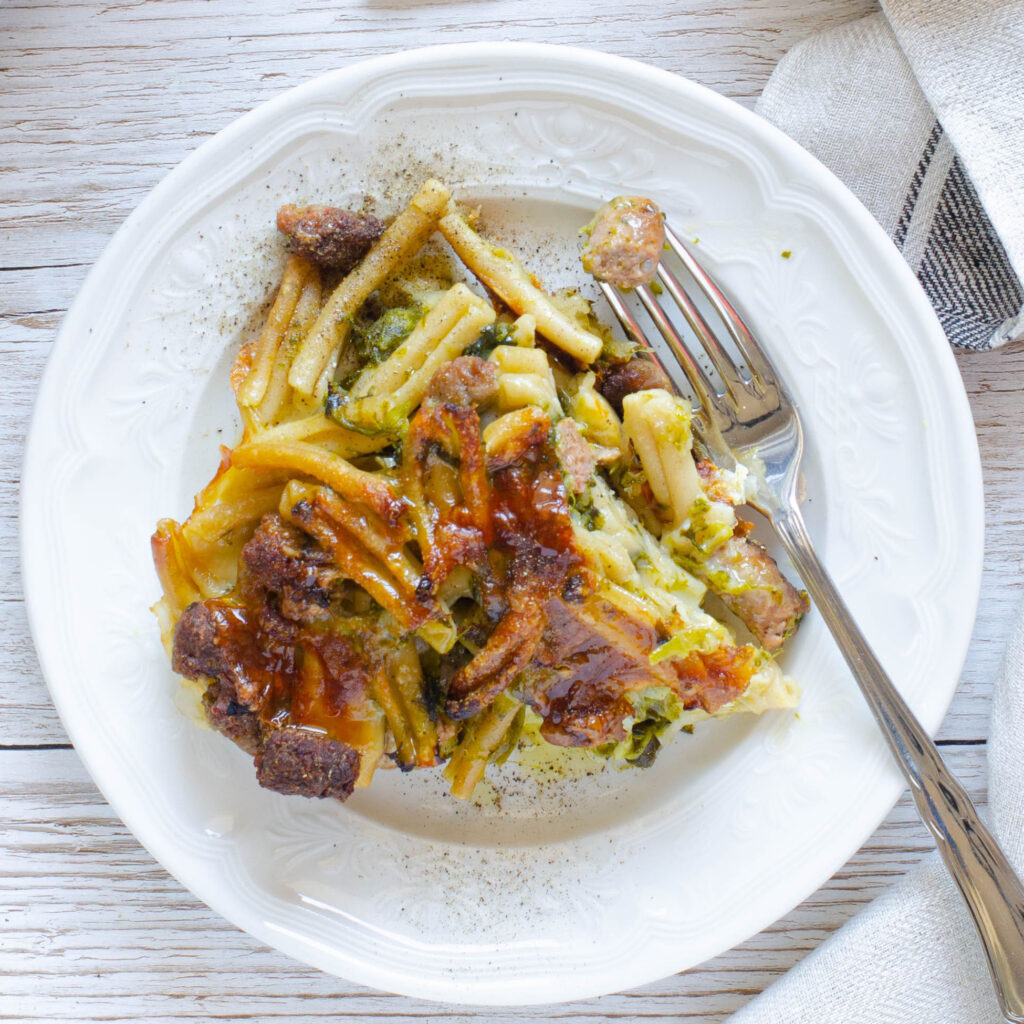 Caserecce Dedicato Integrale con salsiccia e cime di rapa al forno ...